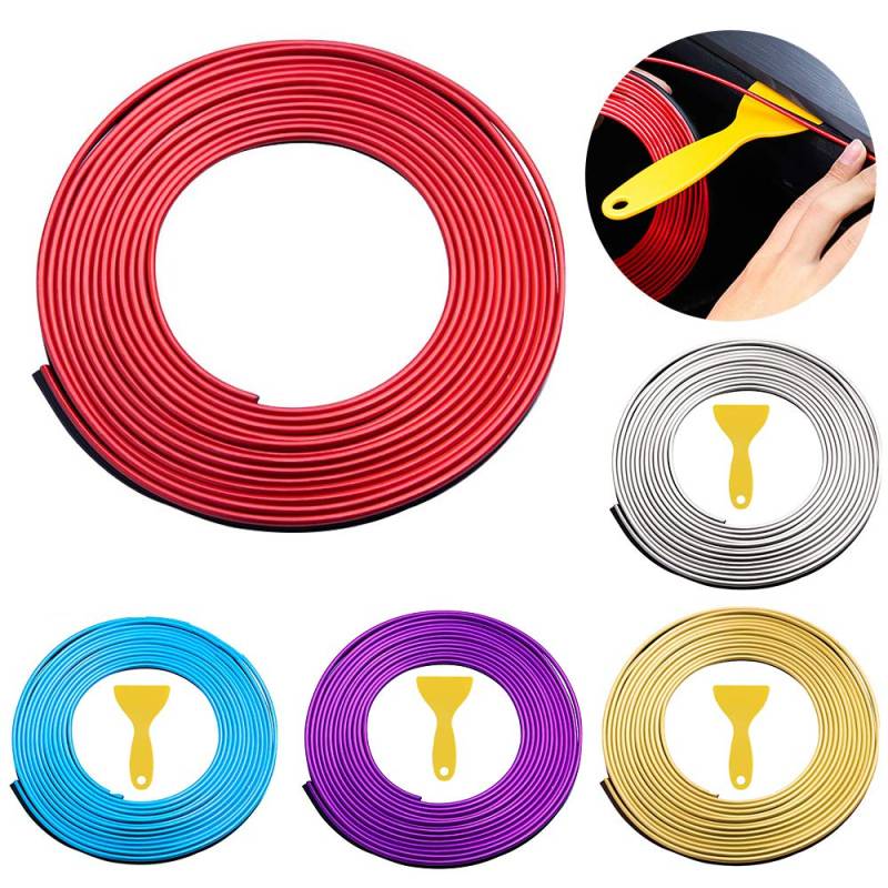 Auto Zierleiste Chrom Zierleisten Trim，5 Meters Auto dekorativer Streifen Auto Innenraum line Auto universal Flexible Strip Trim，für Autos den Innen (rot) von CENRONG