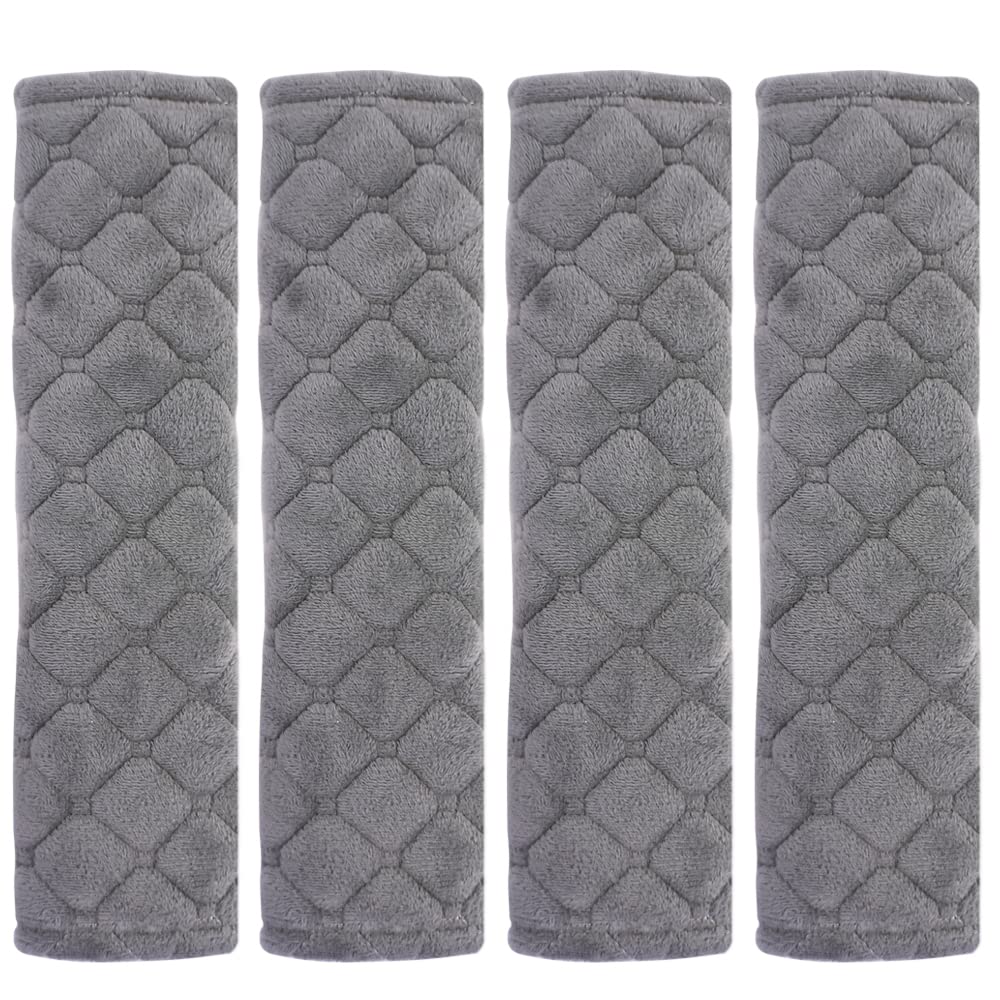 Gurtpolster auto Sicherheitsgurt Schulterpolster,4 Pcs Seat belt pad Samtoberfläche,Abdeckung Schultergurt Pad für Auto,für Erwachsene, Kinder (4 Pcs Grey) von CENRONG