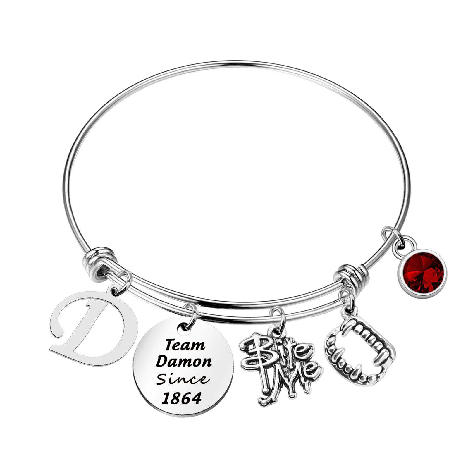 CENWA Team Damon/Stefan/Salvatore Since 1864 Schlüsselanhänger, Vampir-Fandom, Geschenkidee (Team Damon br), Stahlfarbe, Large von CENWA