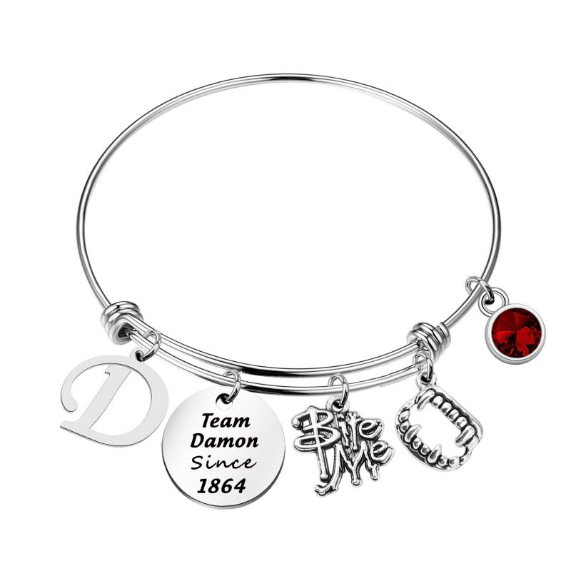 CENWA Team Damon/Stefan/Salvatore Since 1864 Schlüsselanhänger, Vampir-Fandom, Geschenkidee (Team Damon br), Stahlfarbe, Large von CENWA