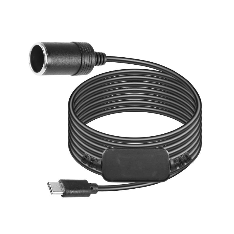 CERRXIAN 3,9 Fuß USB-C-Stecker auf 12 V Auto-Zigarettenanzünder Step-Up-Buchse Adapter Stromkabel für Dashcam, GPS, Auto-LED-Lichtleisten (1.2m) von CERRXIAN