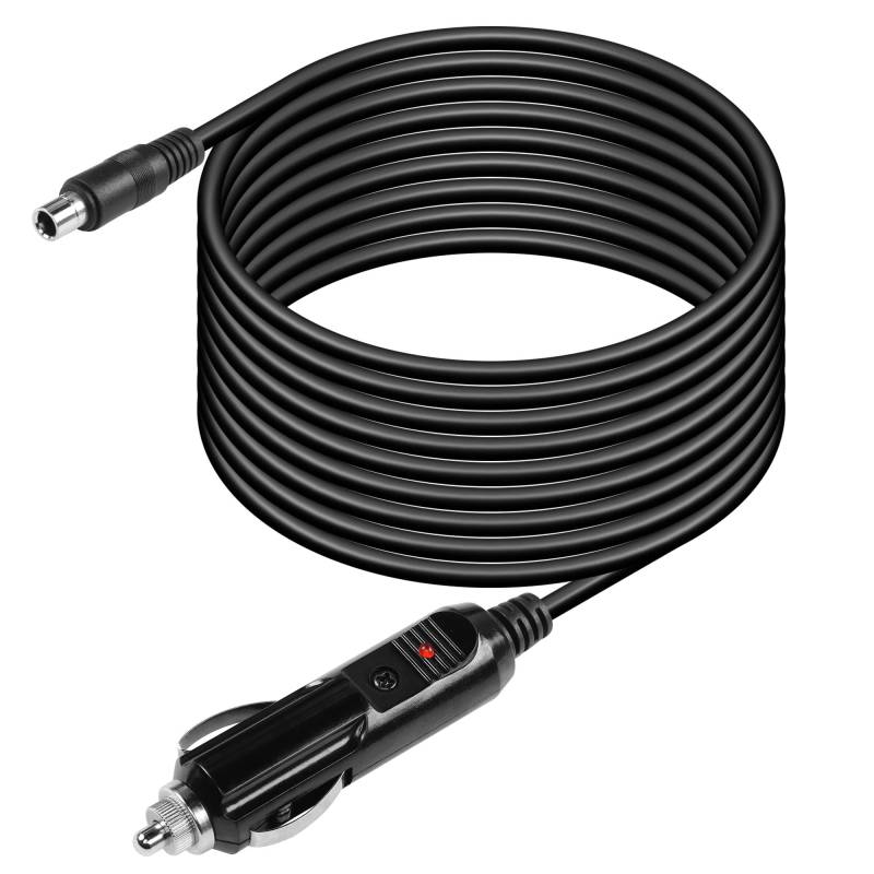 CERRXIAN 4,9 Fuß 18 AWG DC 8020 Auto-Zigarettenanzünder-Verlängerung, Netzteil-Adapterkabel, 12 V Auto-Zigarettenanzünder-Stecker auf DC 8,0 mm x 2,0 mm Anschlusskabel mit LED für Autos, LKWs, Busse von CERRXIAN