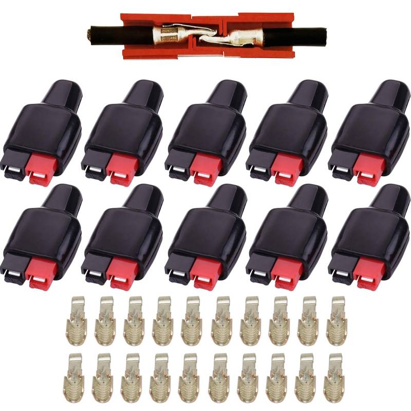 CESFONJER Batterie Stecker 45A, Batterie Schnellkupplung Stecker Terminal/Steckverbindung/Stecker/Batterie verbindung 45A (10 Paar Rot+Schwarz) von CESFONJER