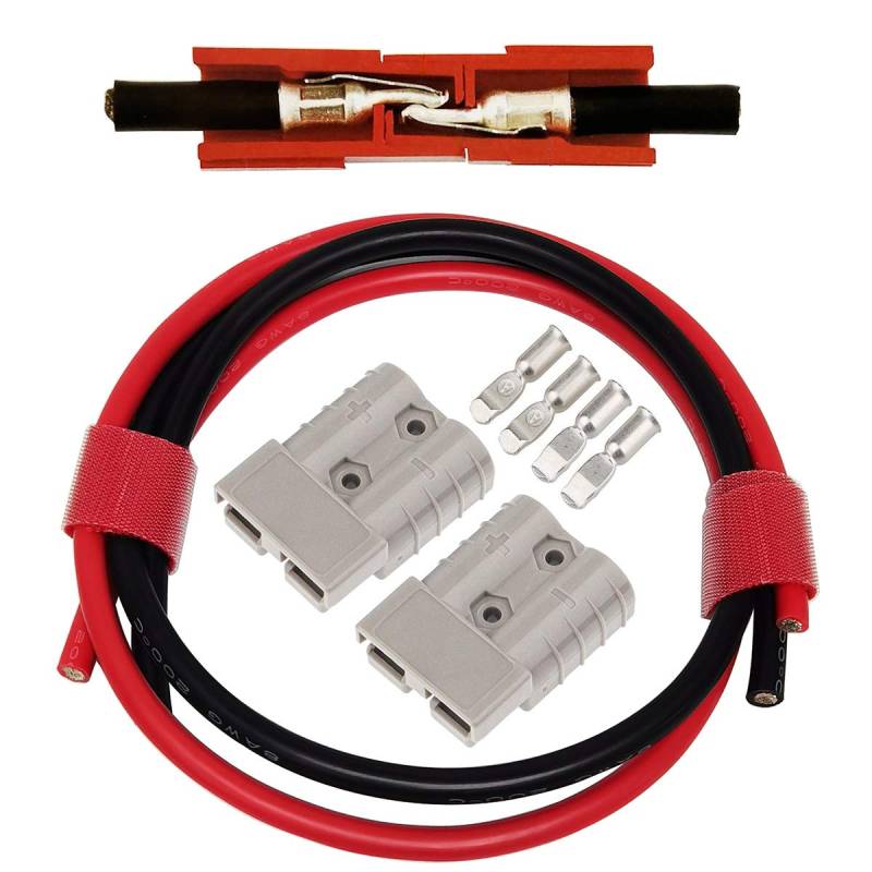 CESFONJER Batterieanschluss 2 Pcs 50A Stecker - Quick Connect Batterie Akku Steckverbinder mit 8AWG Elektrokabel (60cm rot / 60cm schwarz) für Auto Wohnmobil Wohnwagen Motorrad Boot Solaranlagen von CESFONJER