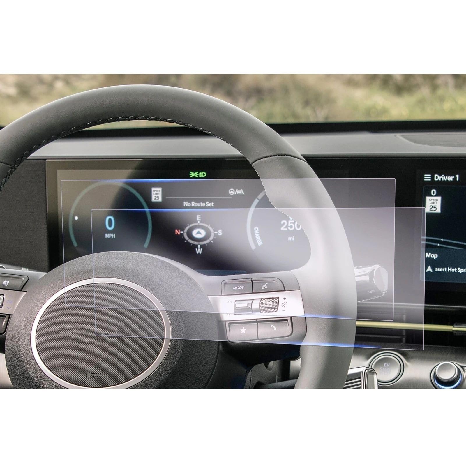 CEWSUIO Kompatibel Mit Hyundai Für Kona SX2 2023 2024 Auto-GPS-Navigation Und Armaturenbrett-Displayschutzfolie Aus Gehärtetem Glas GPS Navigation Schutzfolie(Instrument Film) von CEWSUIO