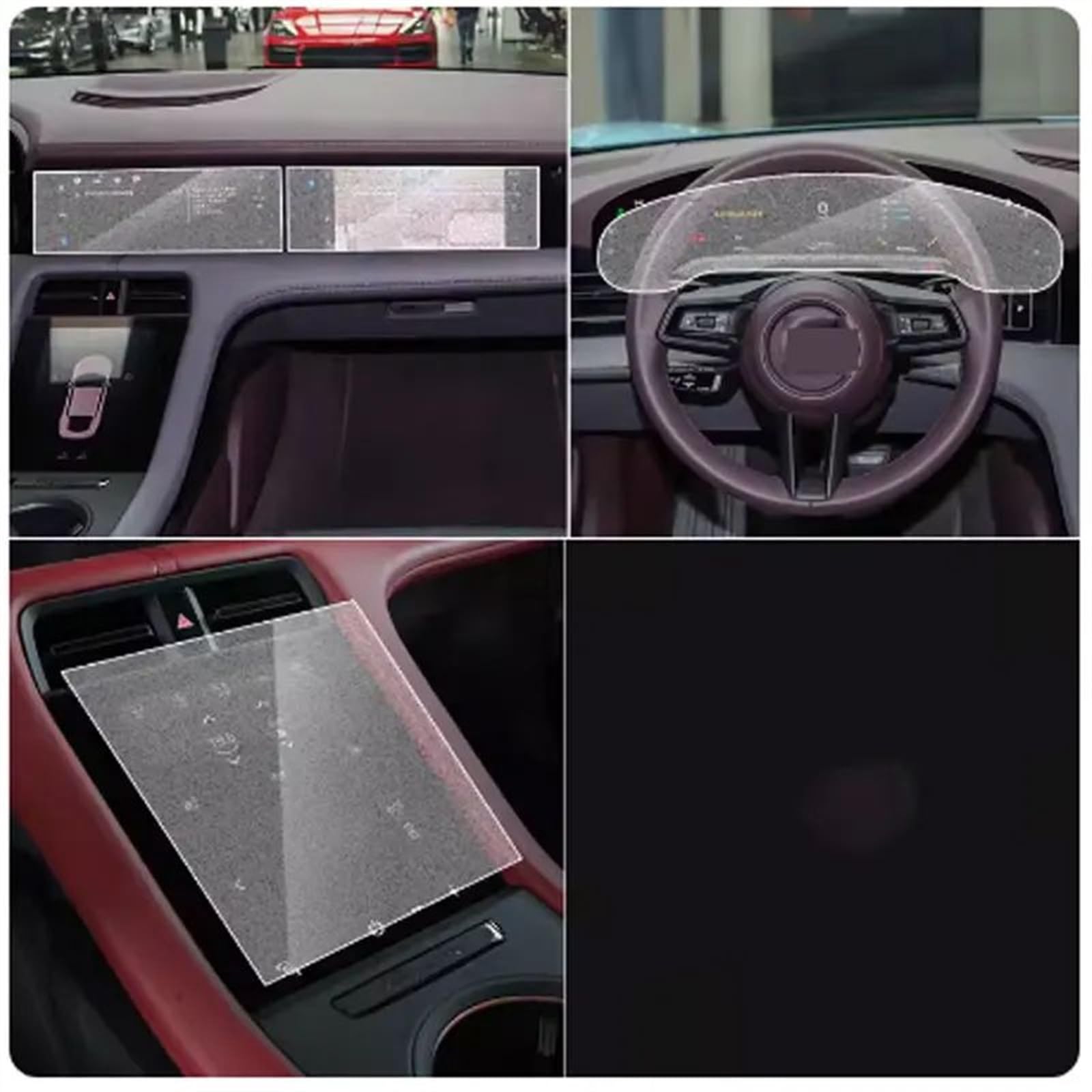 CEWSUIO Kompatibel Mit Porsche Für Taycan 2020 2021 2022 Auto-LCD-GPS-Navigationssystem Aus Gehärtetem Glas Und Displayschutzfolie Für Das Armaturenbrett GPS Navigation Schutzfolie(4pcs) von CEWSUIO