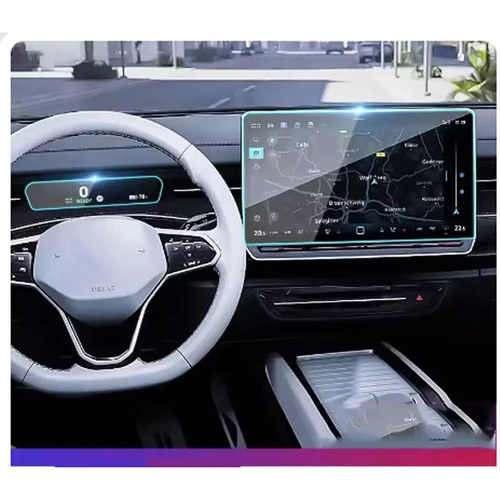 Kompatibel mit VW für ID.7 2024, 15 Zoll, Auto-GPS-Navigation, Armaturenbrett, LCD-Bildschirm, Displayschutz aus gehärtetem Glas, Innenausstattung GPS Navigation Schutzfolie(Dashboard and GPS) von CEWSUIO