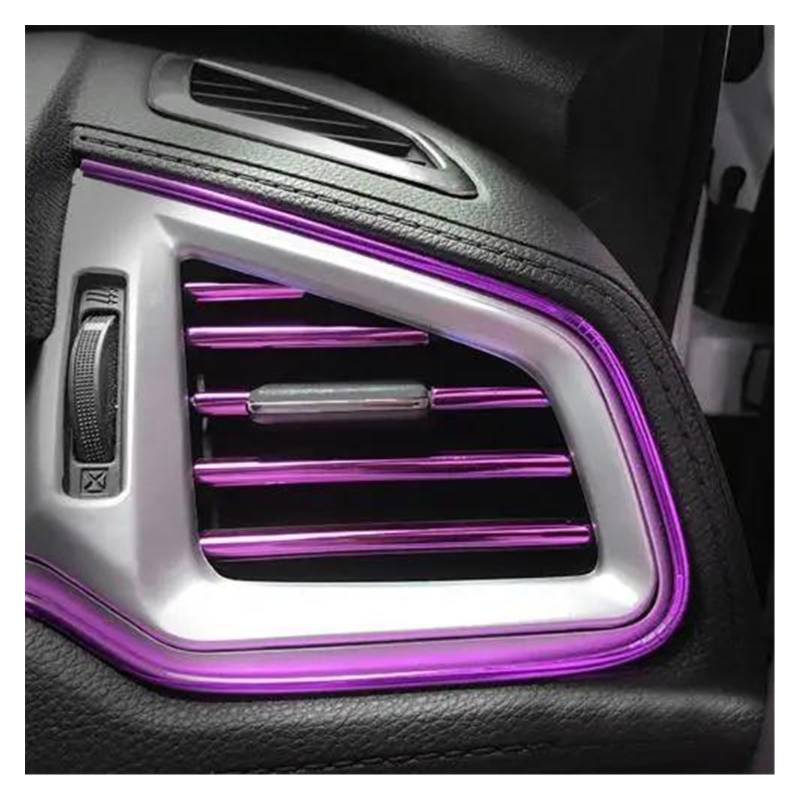 Aufkleber Abdeckung 10 Stück Auto-Innendekorationsstreifen Zierleisten Auto-Klimaanlage-Auslass-Entlüftungsgitter Chrom-Innenstreifen Auto-Aufkleber Panel Interieurleisten(Plating Purple) von CEXBIRC