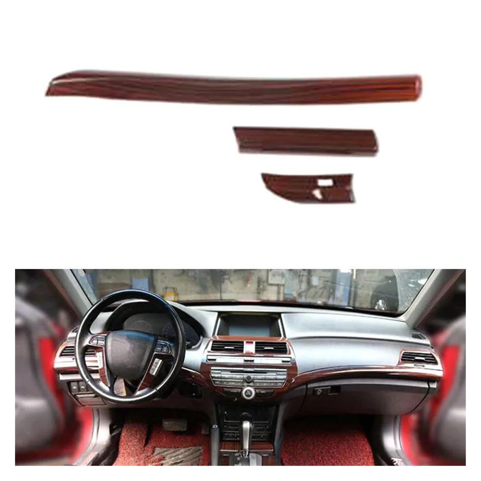 Aufkleber Abdeckung Auto Innen Zentrale Steuerung Trim Abdeckung Für Accord Acht Generation LHD 2008-2013 Auto Zubehör Styling 3 Teile/Satz 3 Farbe Panel Interieurleisten(Walnut Color) von CEXBIRC