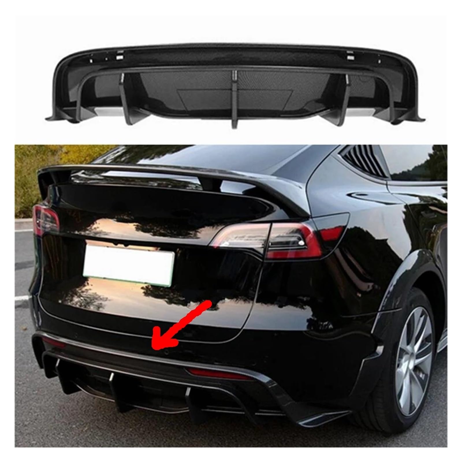 Auto Heckspoiler Heckflügel Für Tesla Für Modell Y 2021 2022 2023 Hinten Umhüllenden Modifizierten Zubehör ABS Heckspoiler Diffusor Heckspoilerlippe Auto Spoilerlippe(Matte Carbon) von CEXBIRC