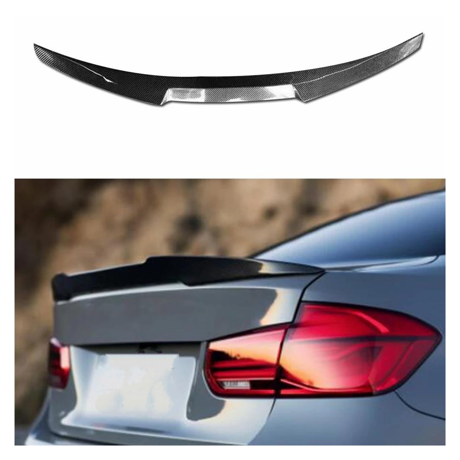 Auto Heckspoiler Heckflügel M4 Stil Carbon Fiber Hinten Dach Spoiler Stamm Lip Flügel Für F30 F80 M3 2012-UP 320i 328i 335i 326D F30 Heckspoiler Auto Spoilerlippe(Glossy Black) von CEXBIRC