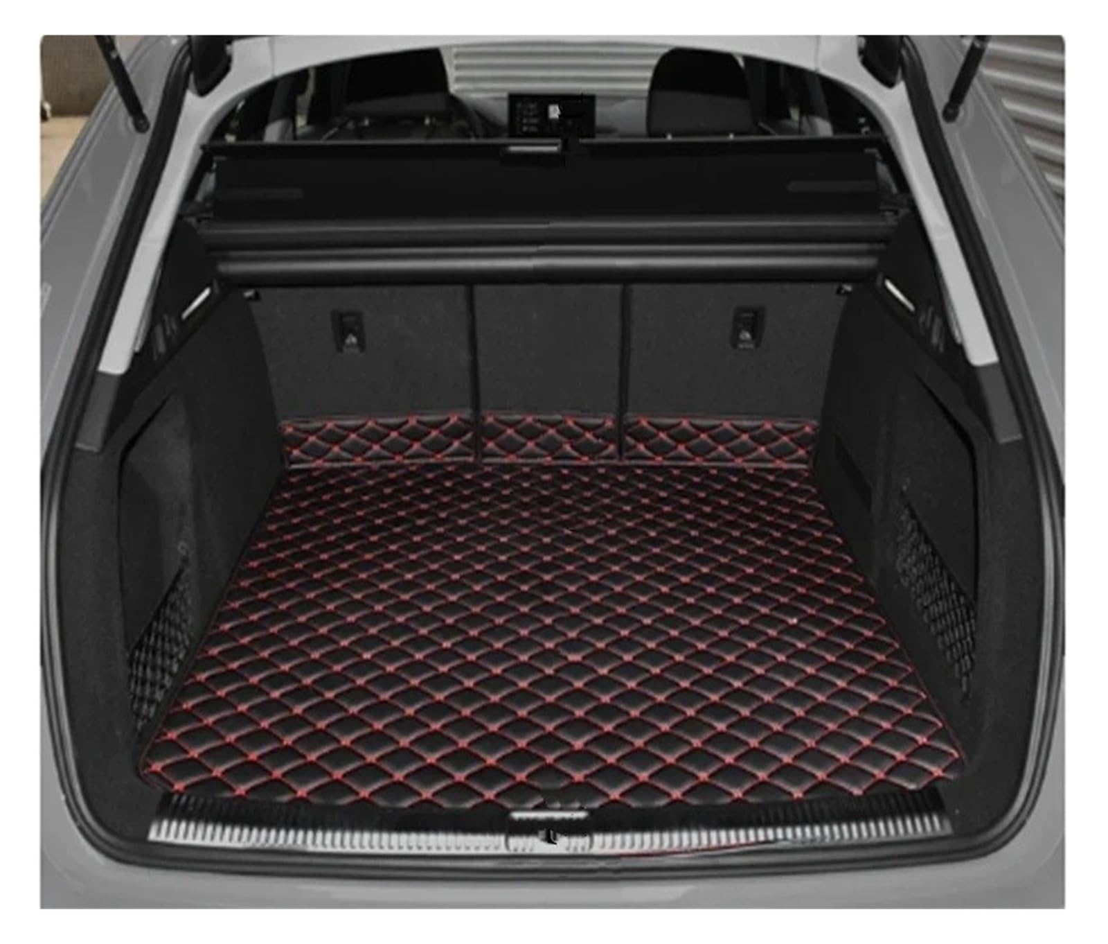 Auto Kofferraummatte Für A4 B9 8W 2017-2025 Wagon Sedan Custom Car Trunk Hauptmatten wasserdichte Anti Scratch Non-Slip Schützen Abdeckung Kofferraummatten(B Black red) von CEXBIRC