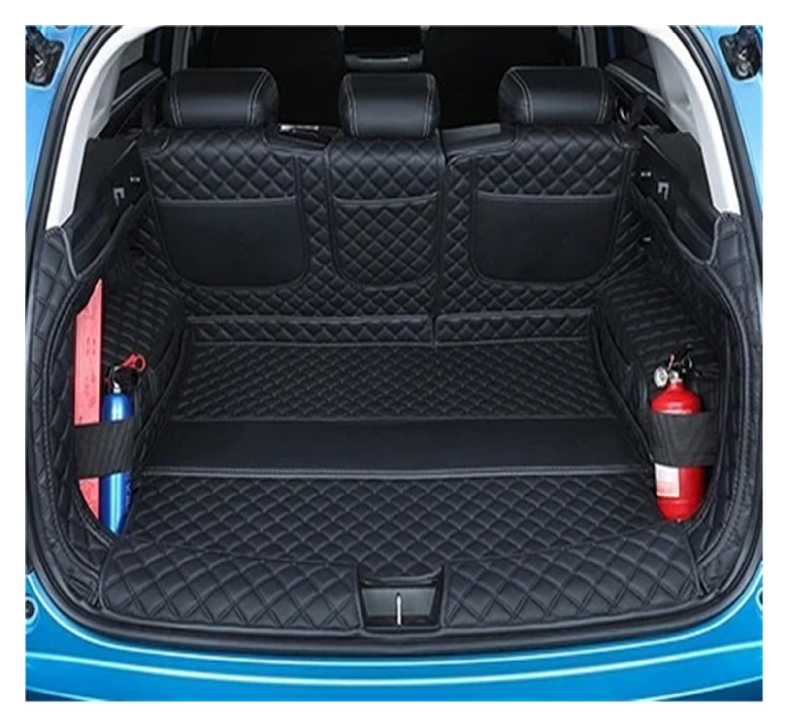 Auto Kofferraummatte Für Haval Für Jolion 2021 Stamm Leder Matten Teile Hinten Boot Liner Styling Anti-Schmutz Schutz Fach Abdeckung Kofferraummatten(A Black) von CEXBIRC