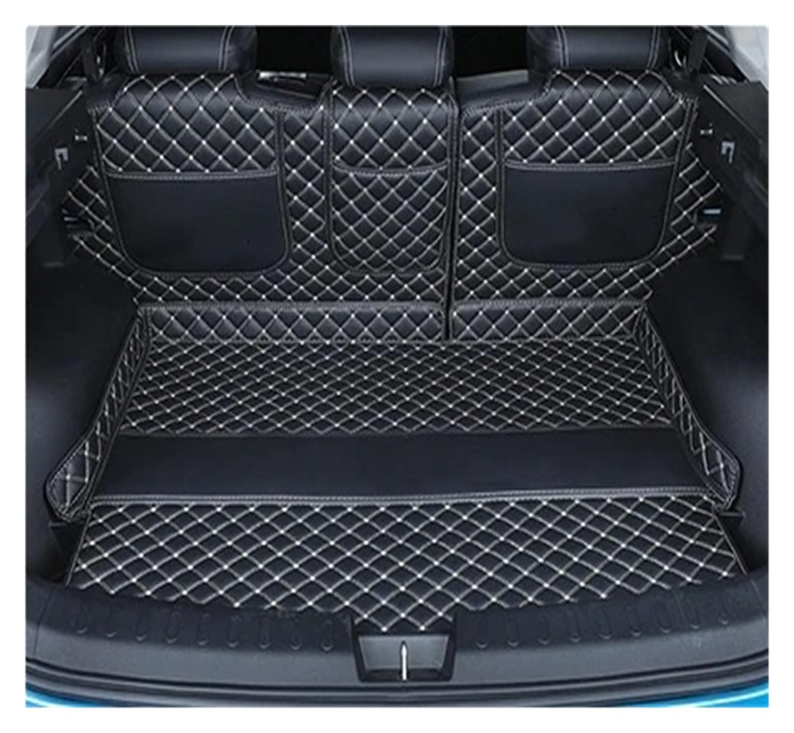 Auto Kofferraummatte Für Haval Für Jolion 2021 Stamm Leder Matten Teile Hinten Boot Liner Styling Anti-Schmutz Schutz Fach Abdeckung Kofferraummatten(A Black beige) von CEXBIRC