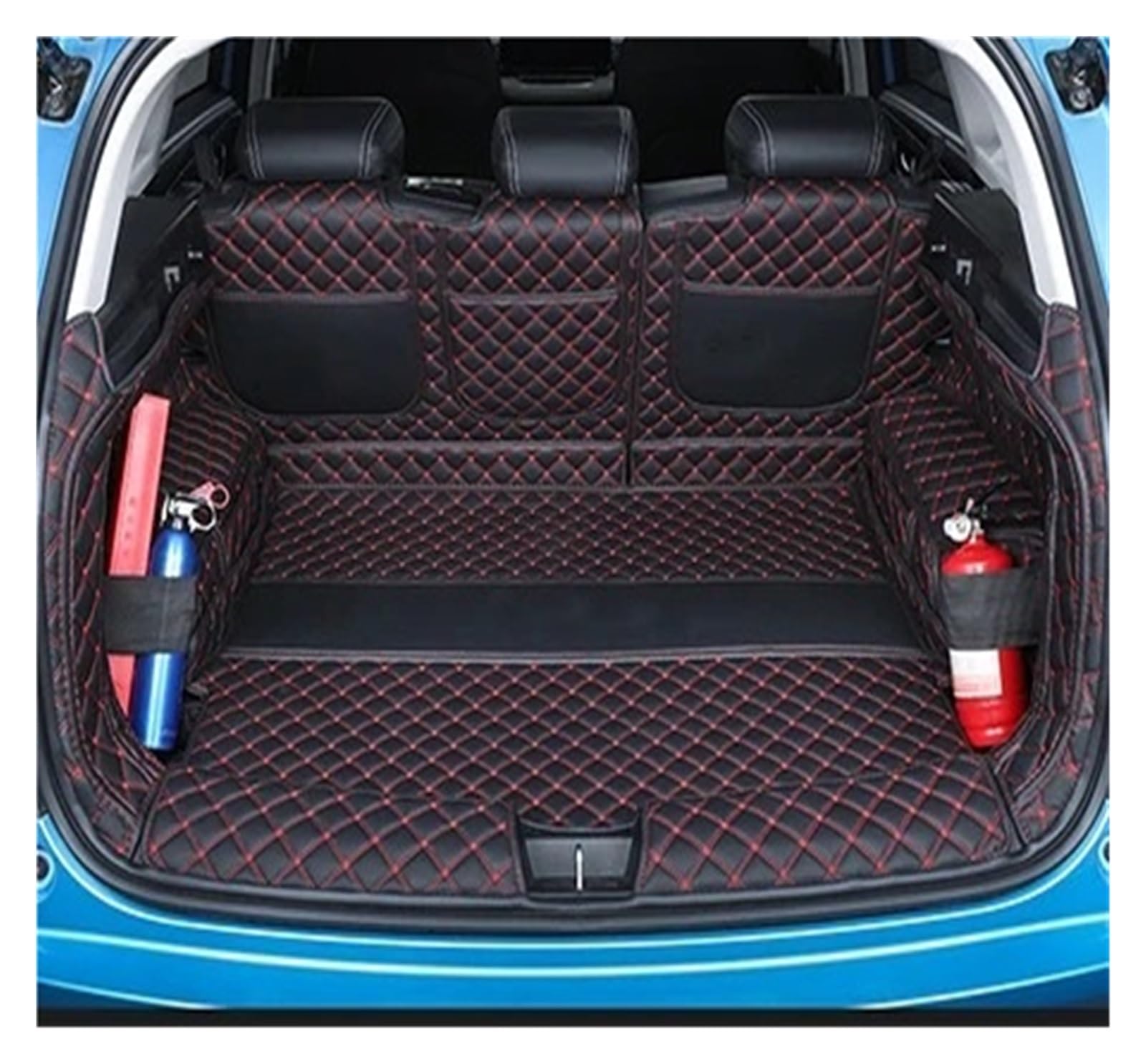 Auto Kofferraummatte Für Haval Für Jolion 2021 Stamm Leder Matten Teile Hinten Boot Liner Styling Anti-Schmutz Schutz Fach Abdeckung Kofferraummatten(A Black red) von CEXBIRC