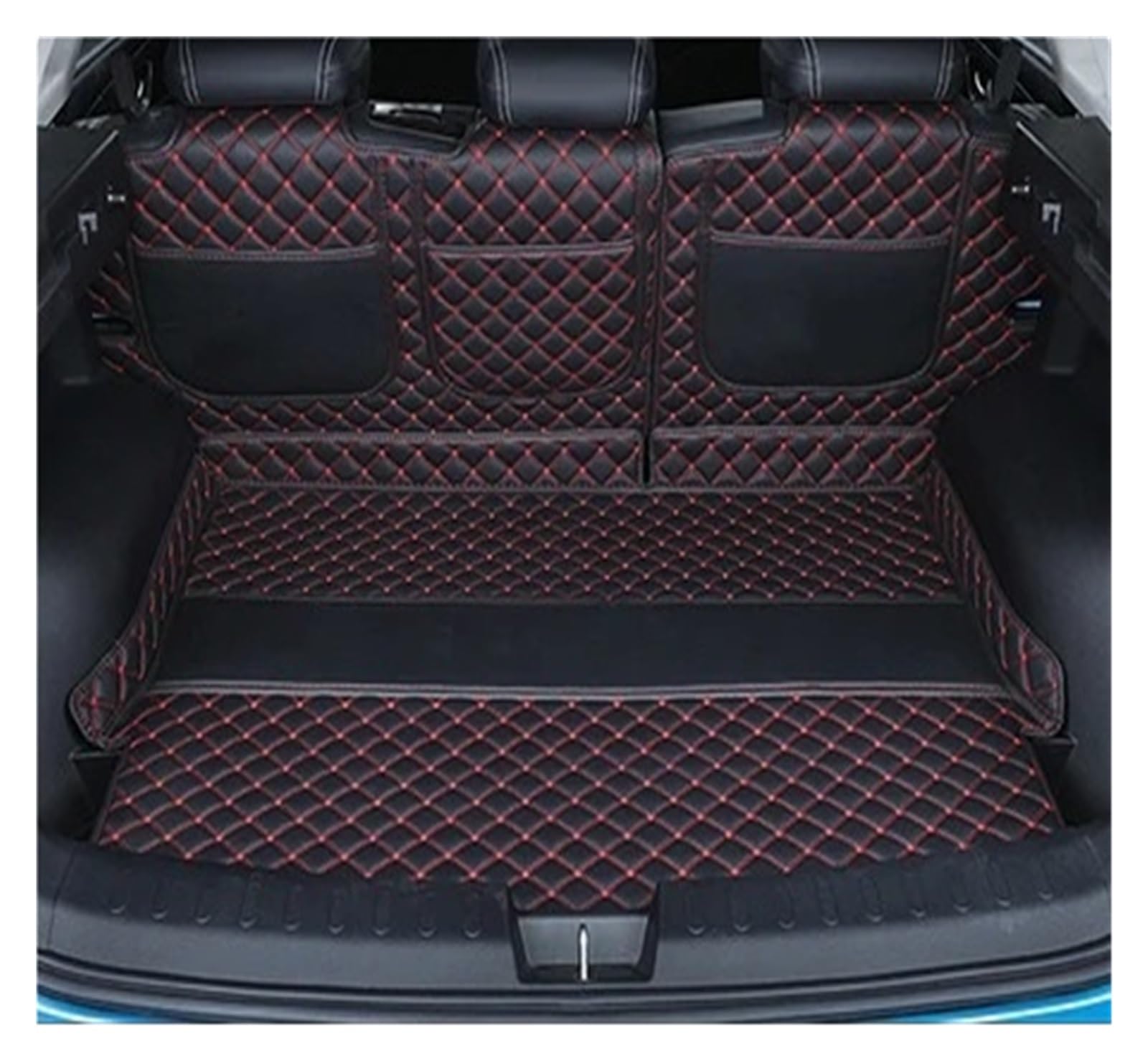 Auto Kofferraummatte Für Haval Für Jolion 2021 Stamm Leder Matten Teile Hinten Boot Liner Styling Anti-Schmutz Schutz Fach Abdeckung Kofferraummatten(B Black red) von CEXBIRC