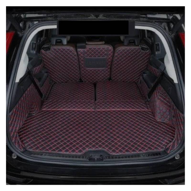 Auto Kofferraummatte Für Volvo Für XC90 2015 2016 2017 2018 Leder Kofferraum Matte Für Cargo-Liner Accesorios Teppiche Auto Alfombrillas Coche Tapetes Kofferraummatten(A Black red) von CEXBIRC