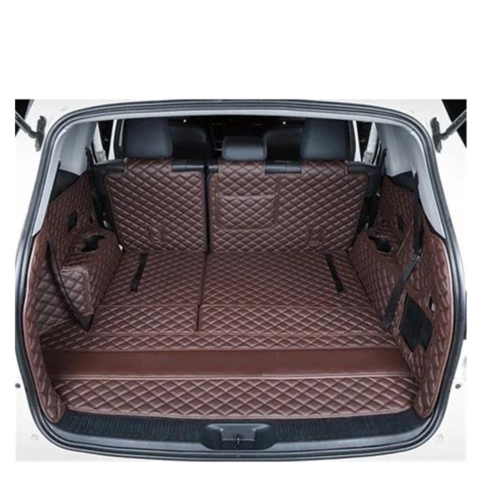 Kofferraum Schutzmatte 7 Sitze Custom Leder Kofferraum Matte Cargo-Liner Für Toyota Für Highlander 2014 2015 2016 2017 2018 2019 Boot Teppiche Fracht Kofferraumwanne Set(Coffee,C) von CEXBIRC