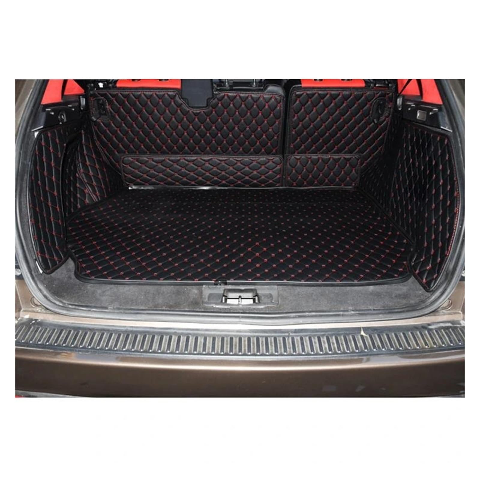 Kofferraum Schutzmatte Auto-Kofferraummatte Cargo-Liner 3D Leder Für Range Für Rover Für Sport L320 2005 2006 2007 2008 2009 2010 2011 2012 2013 Zubehör Kofferraumwanne Set(Black red Wire) von CEXBIRC