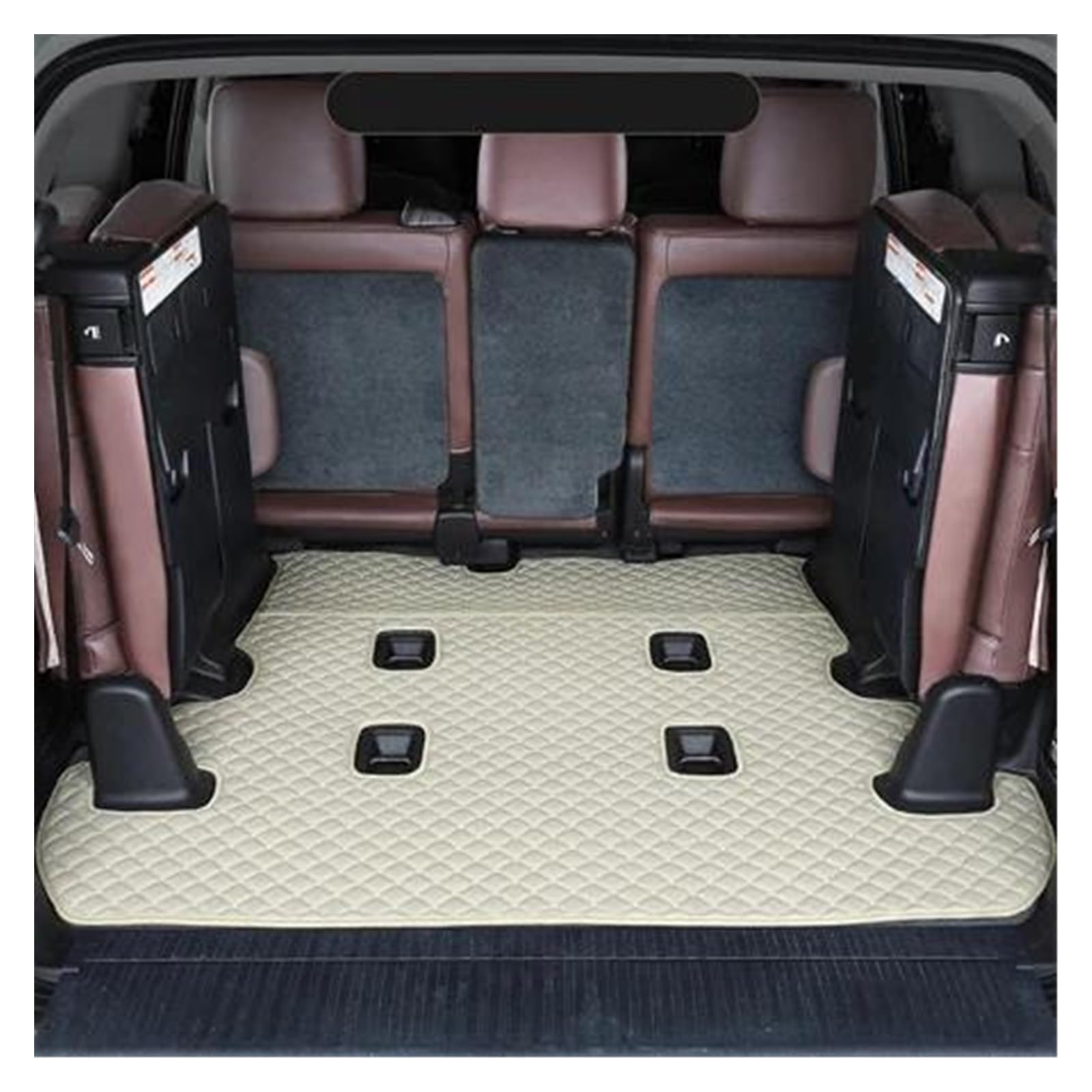 Kofferraum Schutzmatte Auto-Kofferraummatten Leder Für Land Für Cruiser 200 2017 2018 Anti-Schmutz-Schutzschale Cargo Liner Zubehör Styling Kofferraumwanne Set(Beige,B) von CEXBIRC