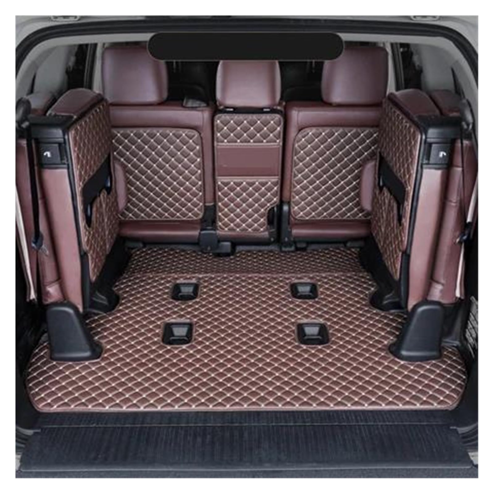 Kofferraum Schutzmatte Auto-Kofferraummatten Leder Für Land Für Cruiser 200 2017 2018 Anti-Schmutz-Schutzschale Cargo Liner Zubehör Styling Kofferraumwanne Set(Coffee,B) von CEXBIRC