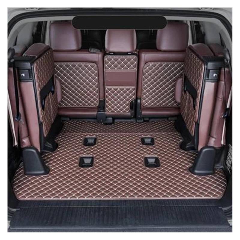 Kofferraum Schutzmatte Auto-Kofferraummatten Leder Für Land Für Cruiser 200 2017 2018 Anti-Schmutz-Schutzschale Cargo Liner Zubehör Styling Kofferraumwanne Set(Coffee,B) von CEXBIRC