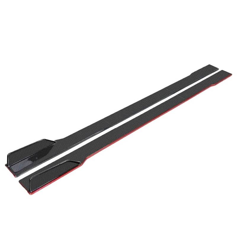 Seitenrock 2,2 M 2m Universal Auto Seitenschweller Erweiterung Spoiler Schweller Lippensplitter ABS Seitenspoiler Autozubehör Für Splitter(B Carbon red 2.2m) von CEXBIRC