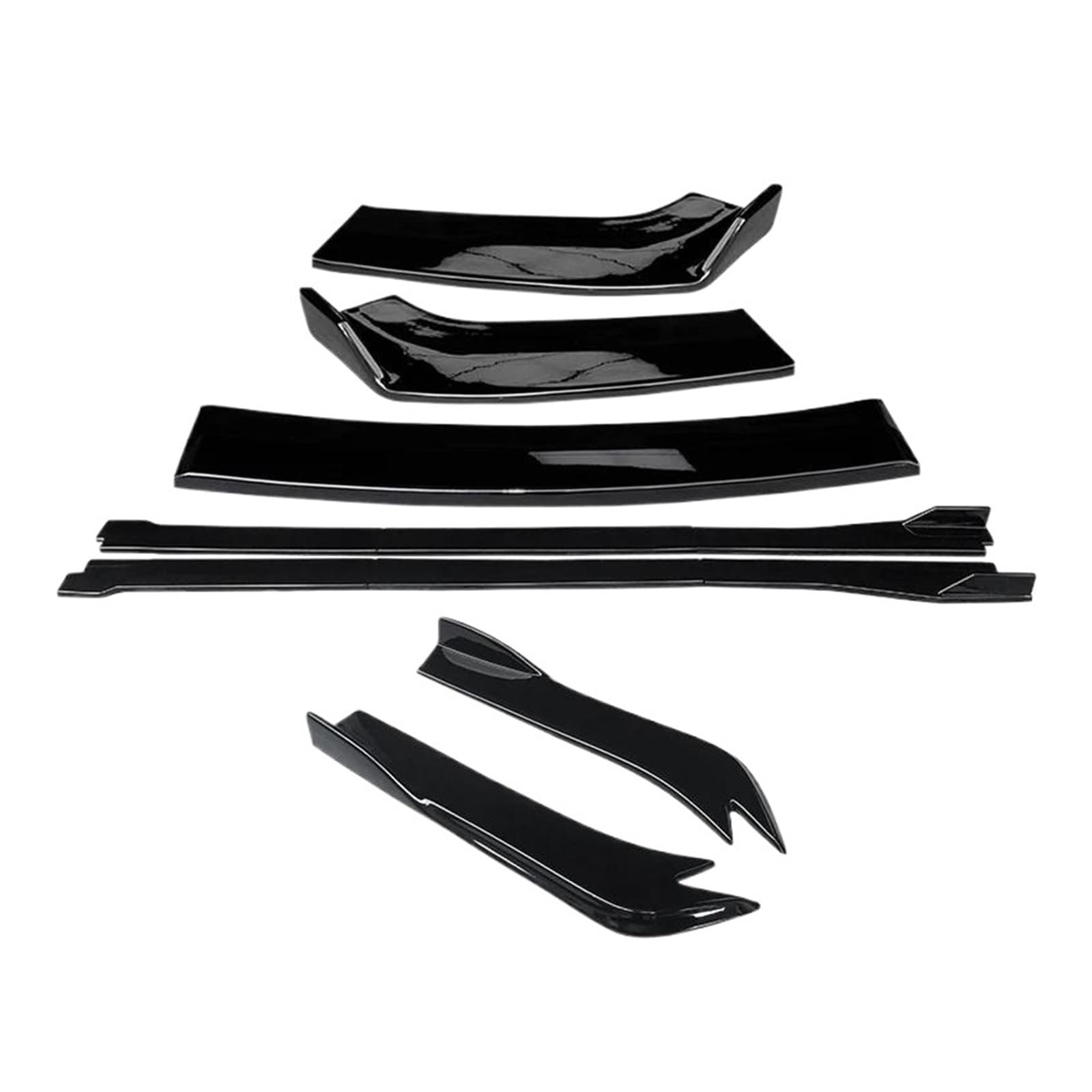 Seitenrock Auto-Karosserie-Kit Frontstoßstange Splitter Lip Spoiler Seitenschweller Heckumschlingungswinkel ABS Für Benz Für C-Klasse W204 C63 2007-2014 Splitter(Gloss Black) von CEXBIRC