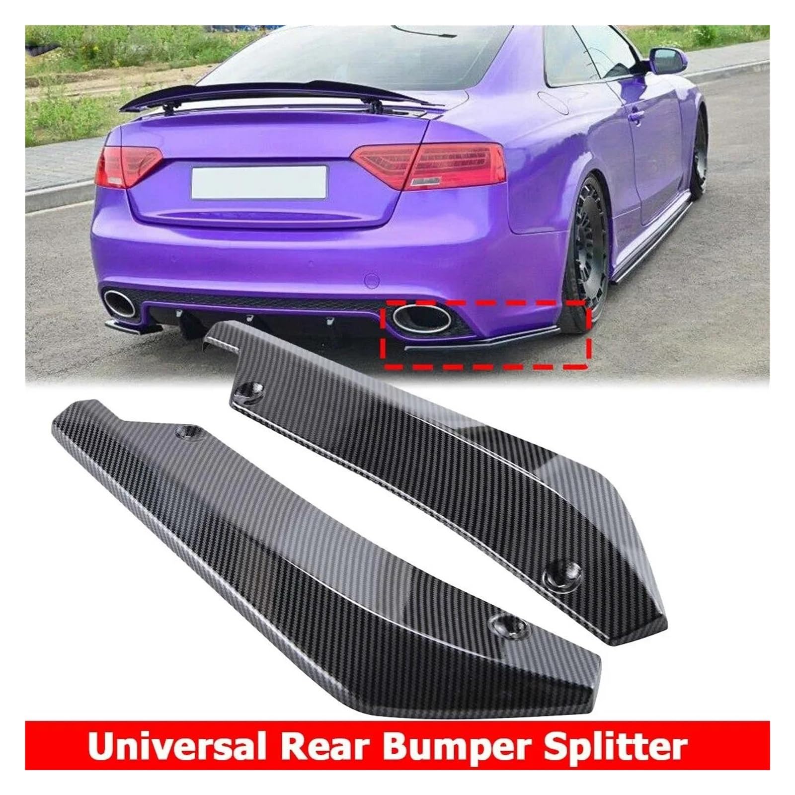 Seitenrock Für A4 A5 A6 A7 B8 S3 2015-2019 2020 2022 Autozubehör Heckstoßstange Diffusor Splitter Canard Spoiler Lippe Aufkleber Splitter(Kohlefaser-Optik) von CEXBIRC