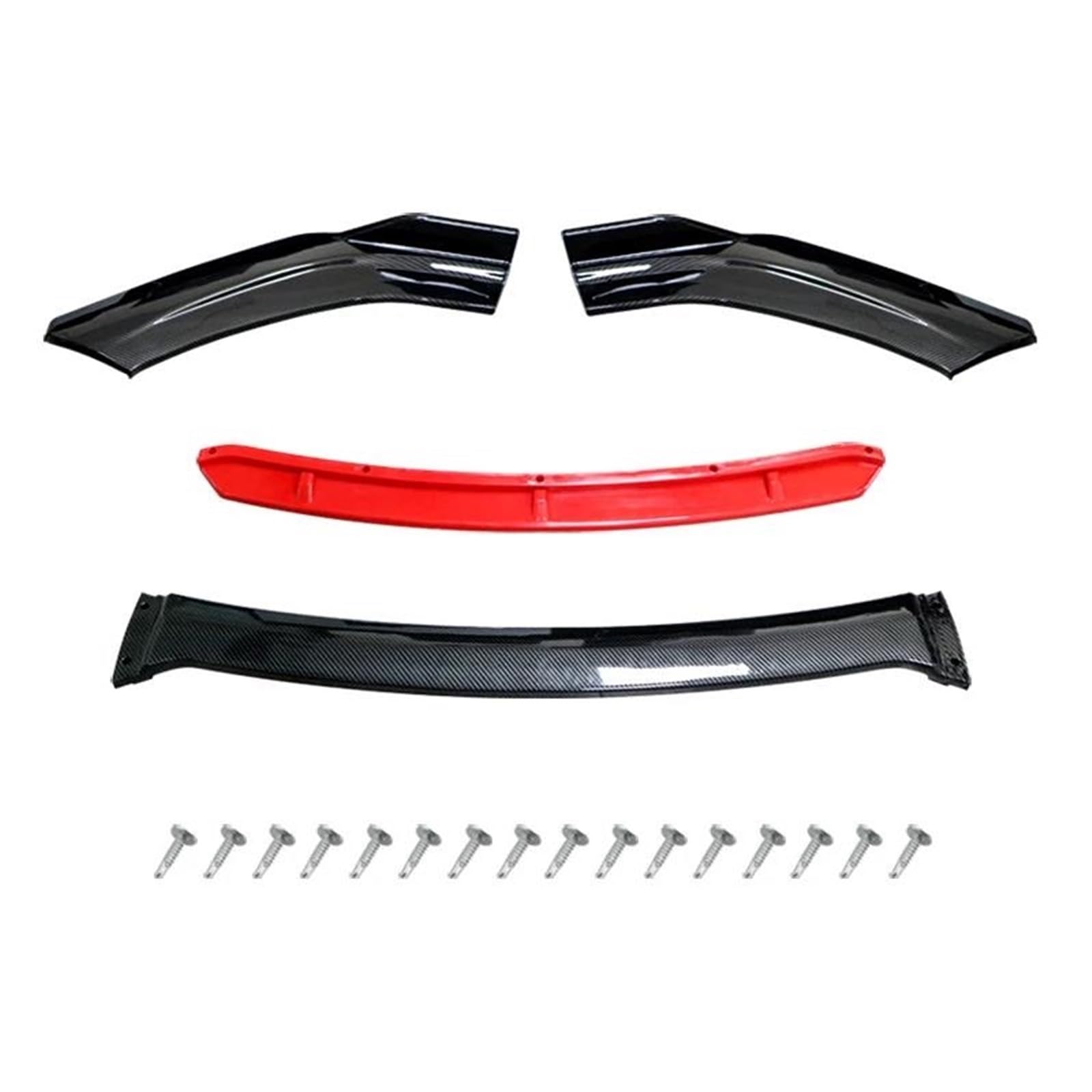 Spoilerlippe 4 STÜCKE ABS Kunststoff Kohlefaser Universal Autozubehör Auto Frontstoßstange Lip Body Kit Spoiler Splitter Diffusor Splitter Splitter(Carbon and red) von CEXBIRC