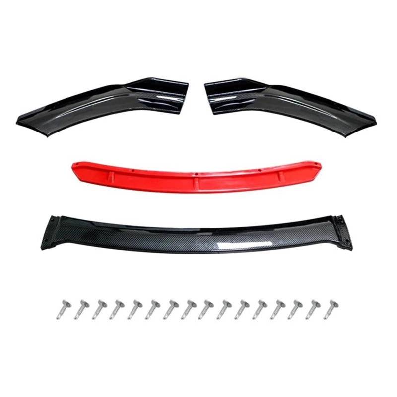 Spoilerlippe 4 STÜCKE Universal ABS Kunststoff Kohlefaser Autozubehör Auto Vorderen Stoßfänger Lip Body Kit Spoiler Splitter Diffusor Splitter Splitter(Carbon and red) von CEXBIRC