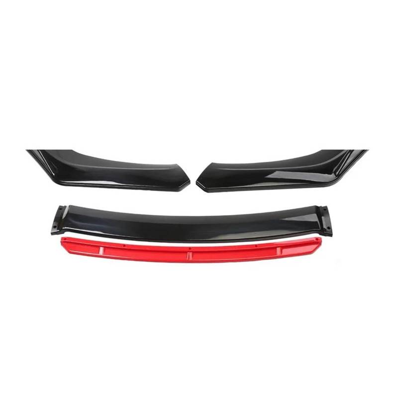 Spoilerlippe 4 STÜCKE Universal Auto Frontstoßstange Lip Body Kit Vorne Unten Kinn Stoßstange Abdeckung Lippe Frontspoiler Spoiler Canard Splitter Diffusor Splitter(Black with red) von CEXBIRC