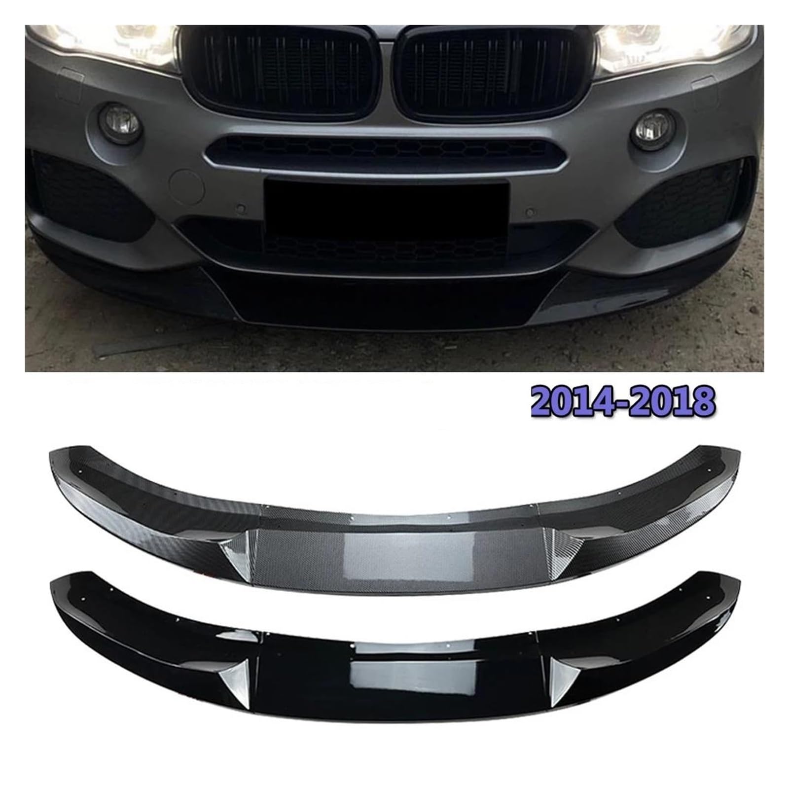 Spoilerlippe Auto Front Stoßstange Splitter Lip Body Kit Spoiler Glanz Schwarz Canard Zubehör Für X5 F15 Sport 2014 2015 2016 2017 2018 Splitter(Kohlefaser) von CEXBIRC