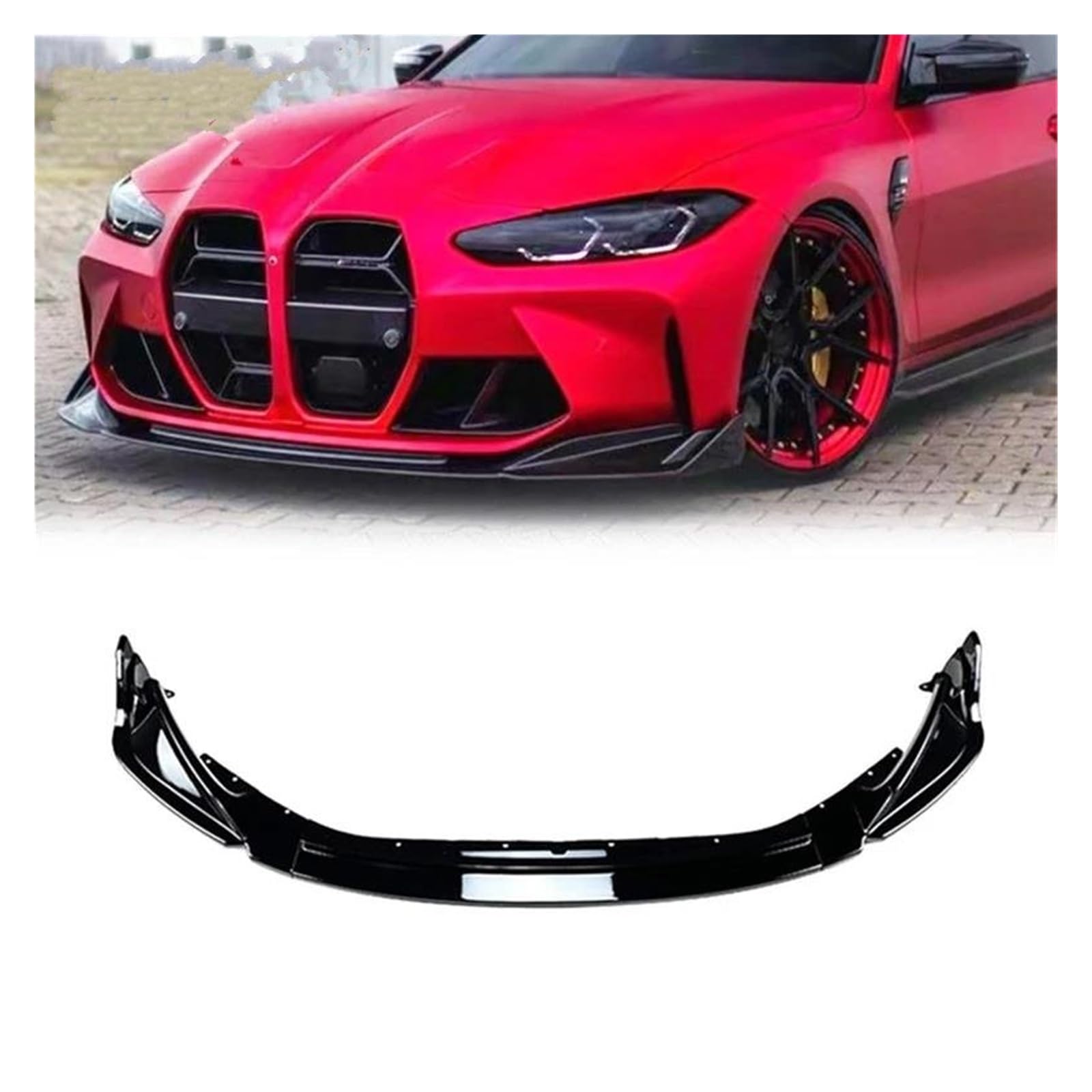 Spoilerlippe Frontspoiler Frontdiffusor Frontspoiler Frontlippenspoiler Stoßstange Geeignet Für M3 G80 M4 G82 2021+ Splitter(Glossy Black) von CEXBIRC