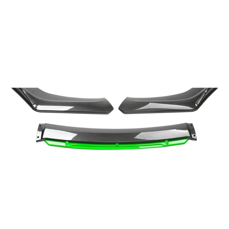 Spoilerlippe Universal 3-Abschnitt Auto Vorderen Stoßfänger Lip Body Kit Spoiler Carbon ABS Dekorative Streifen Stoßstange Canard Lip Splitter Accessori Splitter(Carbon and Green) von CEXBIRC