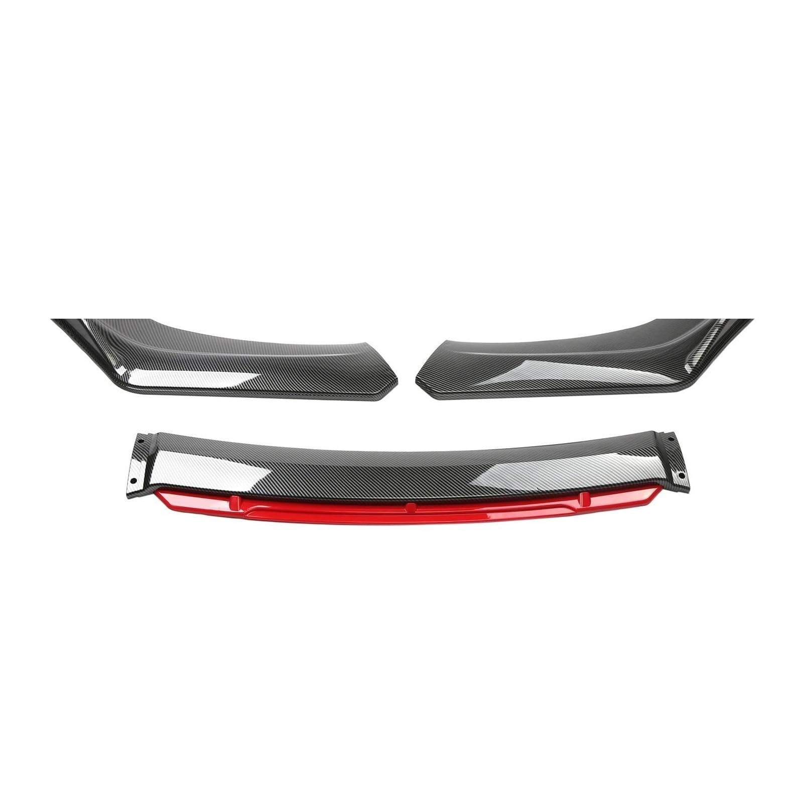 Spoilerlippe Universal 3-Abschnitt Auto Vorderen Stoßfänger Lip Body Kit Spoiler Carbon ABS Dekorative Streifen Stoßstange Canard Lip Splitter Accessori Splitter(Carbon and Red) von CEXBIRC