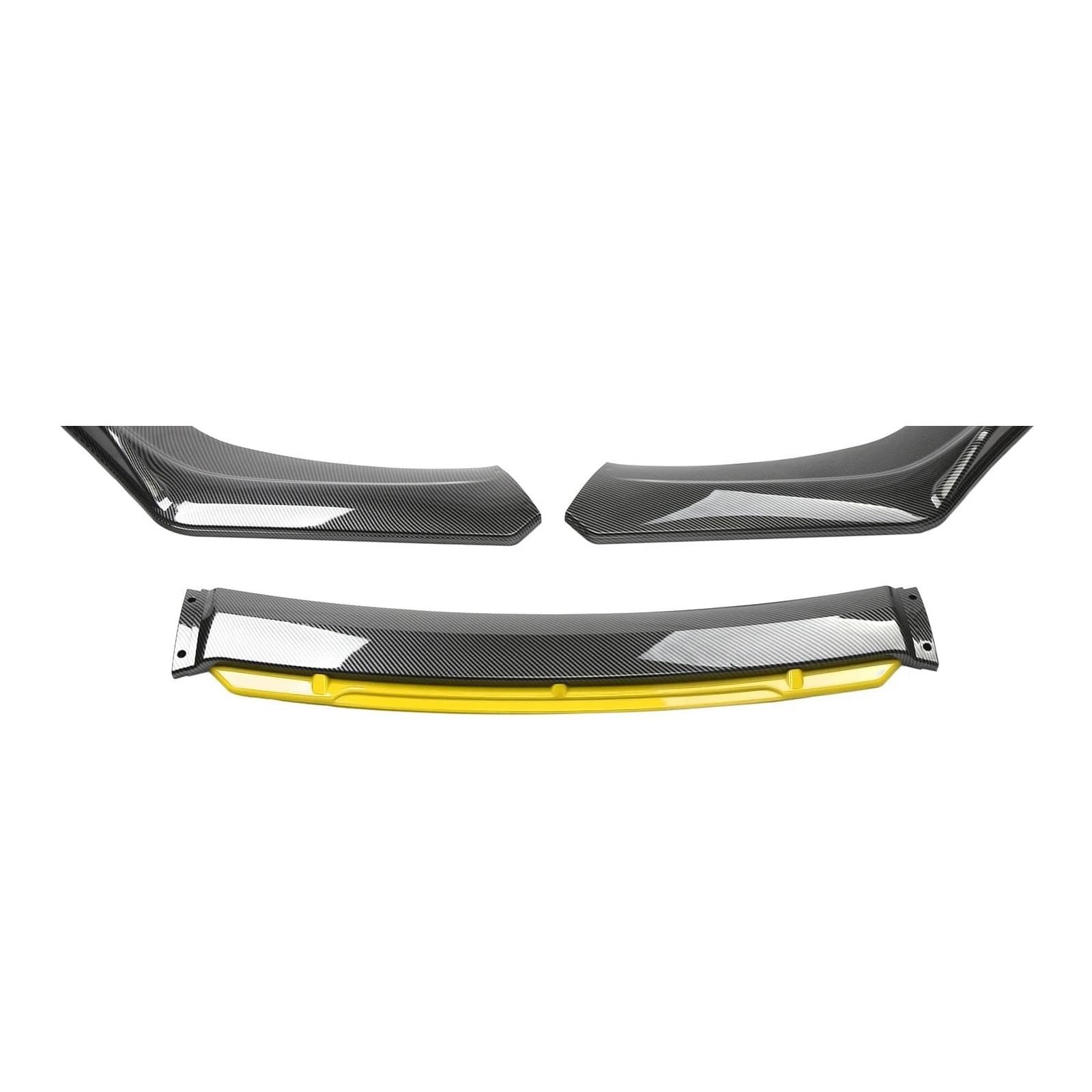 Spoilerlippe Universal 3-Abschnitt Auto Vorderen Stoßfänger Lip Body Kit Spoiler Carbon ABS Dekorative Streifen Stoßstange Canard Lip Splitter Accessori Splitter(Carbon and Yellow) von CEXBIRC