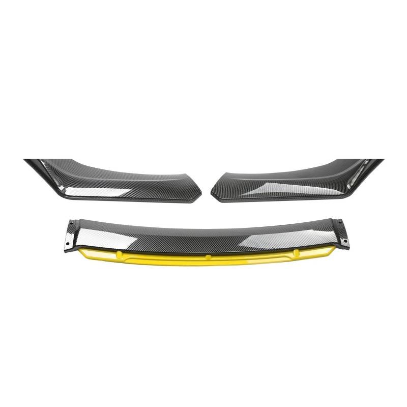 Spoilerlippe Universal 3-Abschnitt Auto Vorderen Stoßfänger Lip Body Kit Spoiler Carbon ABS Dekorative Streifen Stoßstange Canard Lip Splitter Accessori Splitter(Carbon and Yellow) von CEXBIRC