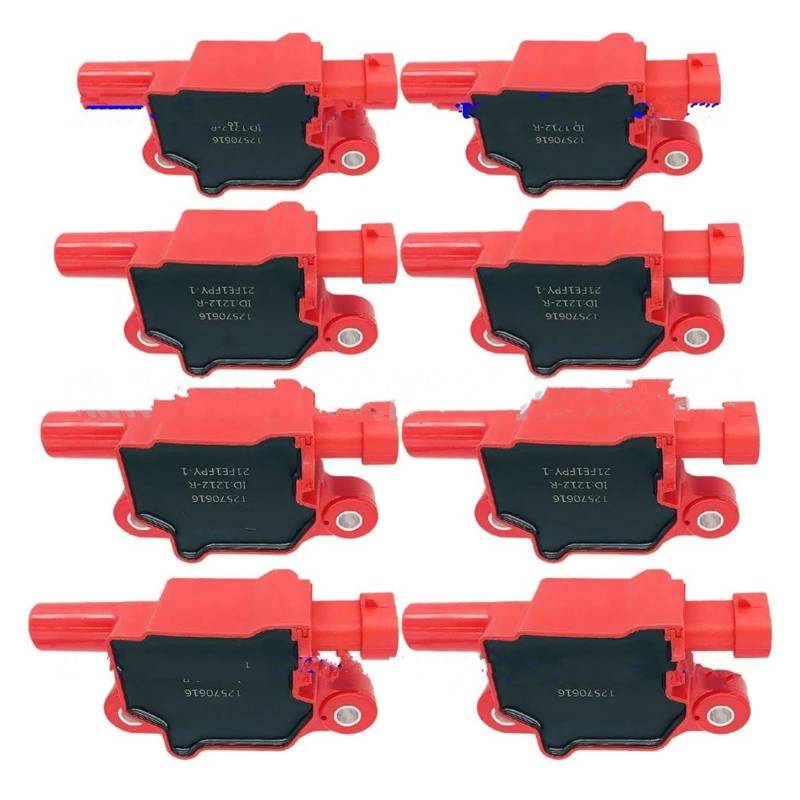 Stabzündspule 8 Pcs 12570616 Rot Zündspule Für Chevrolet Für Avalanche Für Camaro Für Corvette Für Silverado Für Trailblazer Zündspulenmodul von CEXBIRC