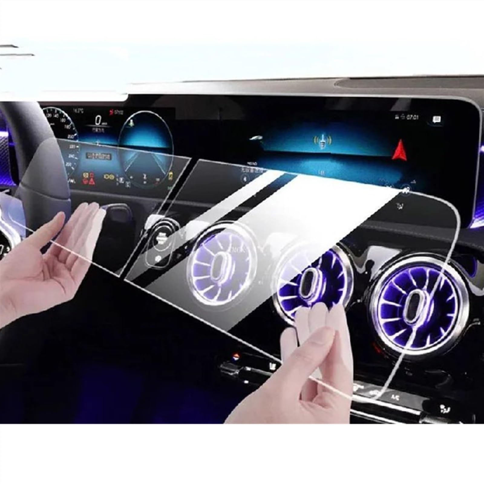 CFAYRLMS Displayabdeckung Kompatibel Mit Benz Für Cla Für Gla 2019 2020 2021 2022 Autoinnenraum Mittelkonsole Transparente Displayschutzfolie Autozubehör(Tempered Glass Film) von CFAYRLMS