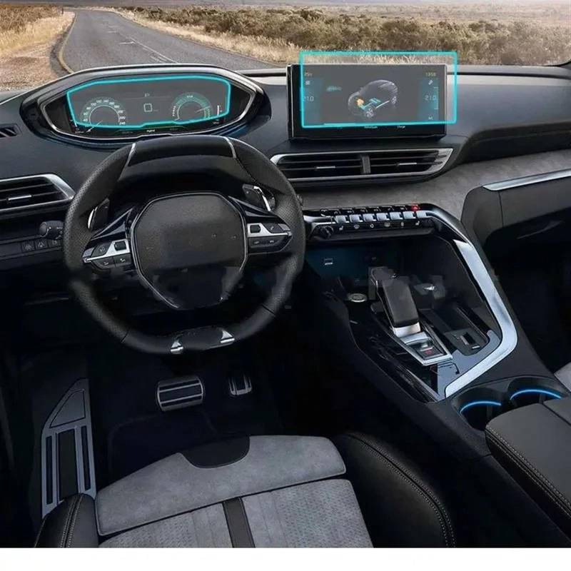 CFAYRLMS Displayabdeckung Kompatibel Mit Peugeot Für 3008 2021 2022 Auto-Innenraum-Mittelkonsole Transparente Displayschutzfolie Auto-Navigationsschutzfolie(GPS and Instrument) von CFAYRLMS