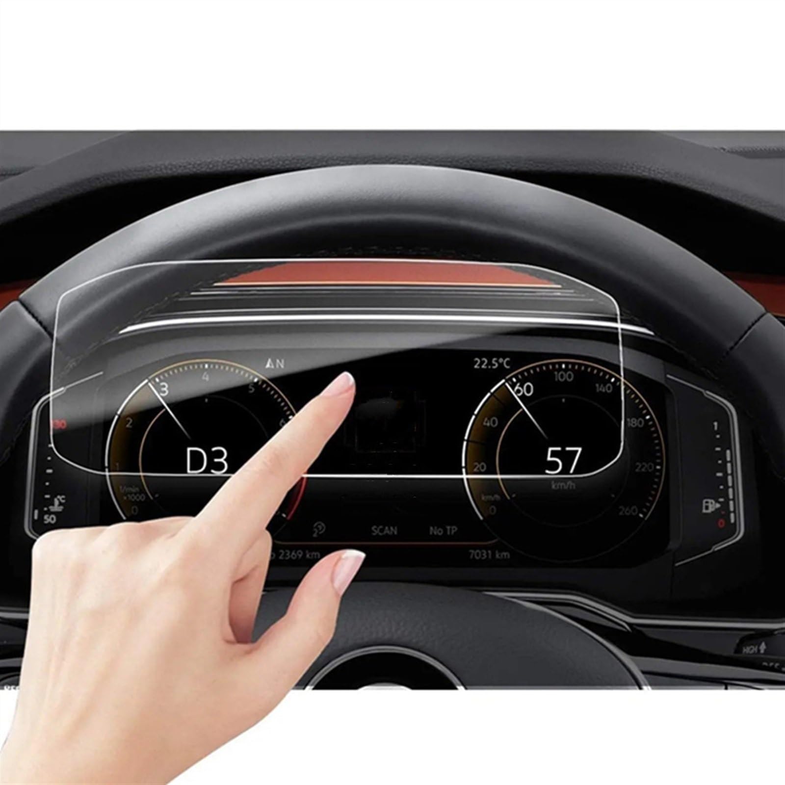 CFAYRLMS Displayabdeckung Kompatibel Mit VW Für T-ROC 2020 2021 2022 Auto Instrument Transparente Schutzfolie Gehärtetem Glas Screen Schutzfolie Auto Zubehör von CFAYRLMS