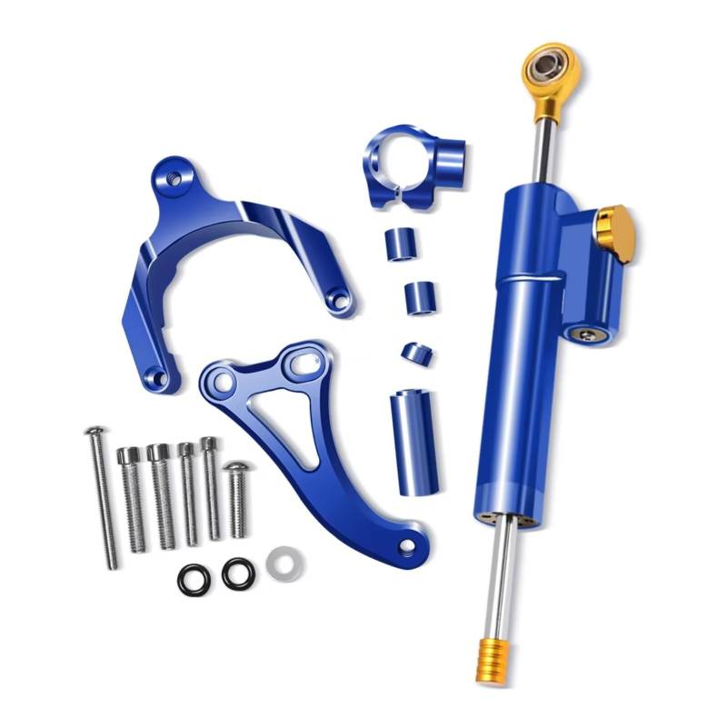 CFAYRLMS Lenkungsdämpfer Einstellbarer Kompatibel Mit GSXS 750 Für GSXS750 Für GSX-S 750 2017–2024 CNC Motorradzubehör Carbon Lenkungsdämpfer Halterungs Montagesatz(Blue2) von CFAYRLMS