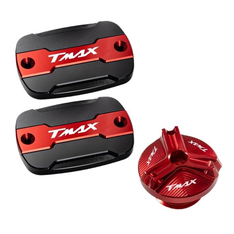 CFDZYXGSOZ Kompatibel mit T-Max 500 TMAX 500 TMAX 530 SX DX 560 TECH Max TMAX Motorradzubehör Vordere Bremsflüssigkeit Bremsöltankabdeckung(A Set red) von CFDZYXGSOZ