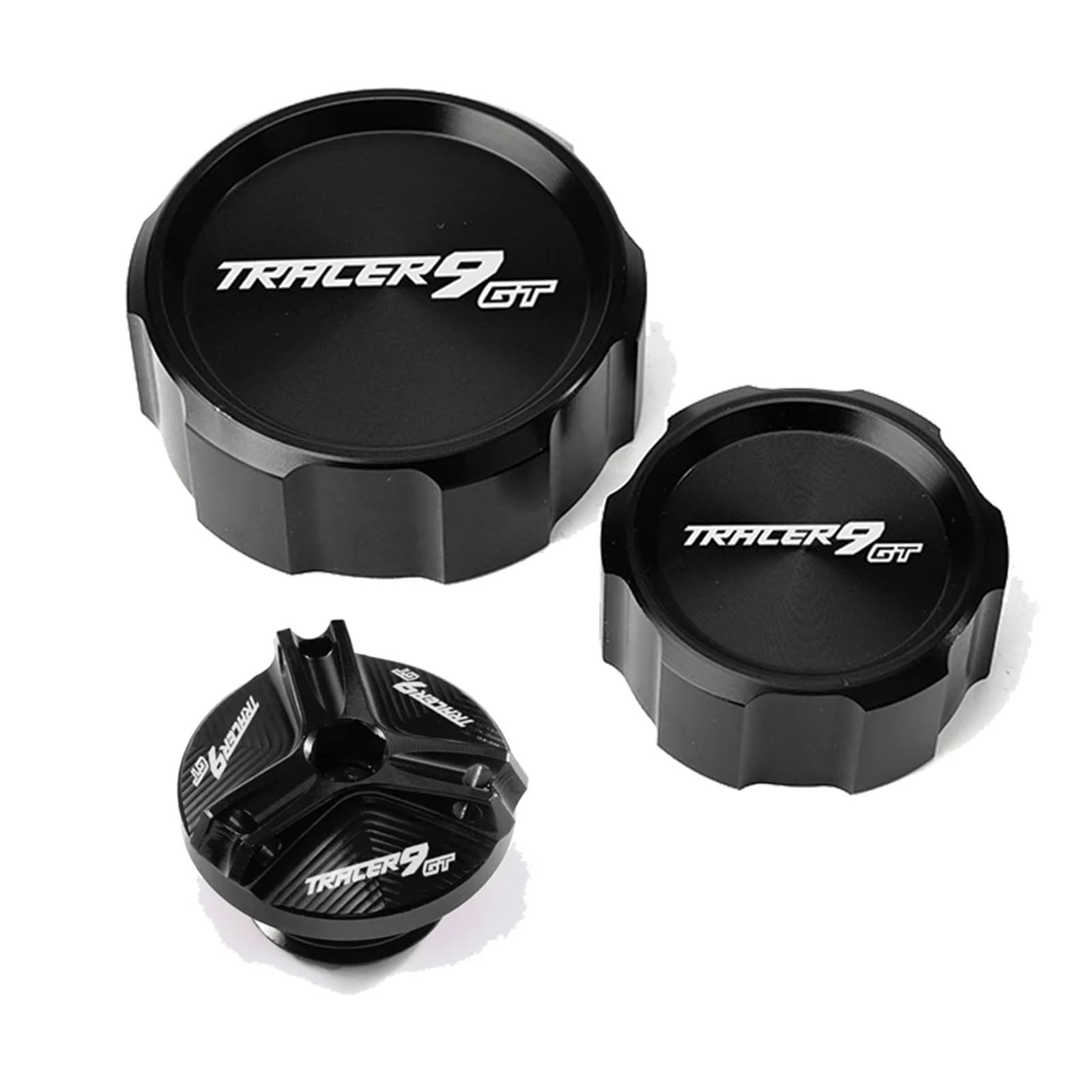 CFDZYXGSOZ Kompatibel mit Tracer 9 Gt 9gt TRACER9GT 2021 2022 2023 Zubehör Motorrad Bremsflüssigkeitsbehälter Abdeckung Schutz Öleinfülldeckel(3pcs-Combo Black) von CFDZYXGSOZ