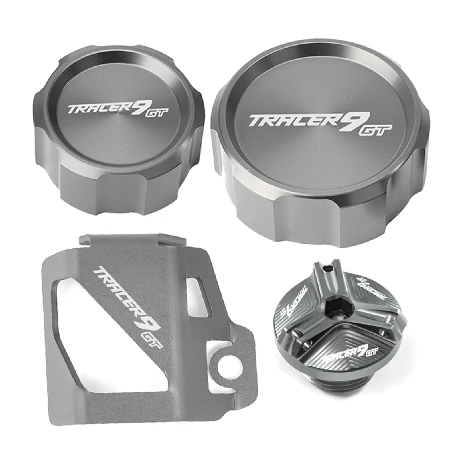 CFDZYXGSOZ Kompatibel mit Tracer 9 Gt 9gt TRACER9GT 2021 2022 2023 Zubehör Motorrad Bremsflüssigkeitsbehälter Abdeckung Schutz Öleinfülldeckel(4pcs-Combo Grey) von CFDZYXGSOZ