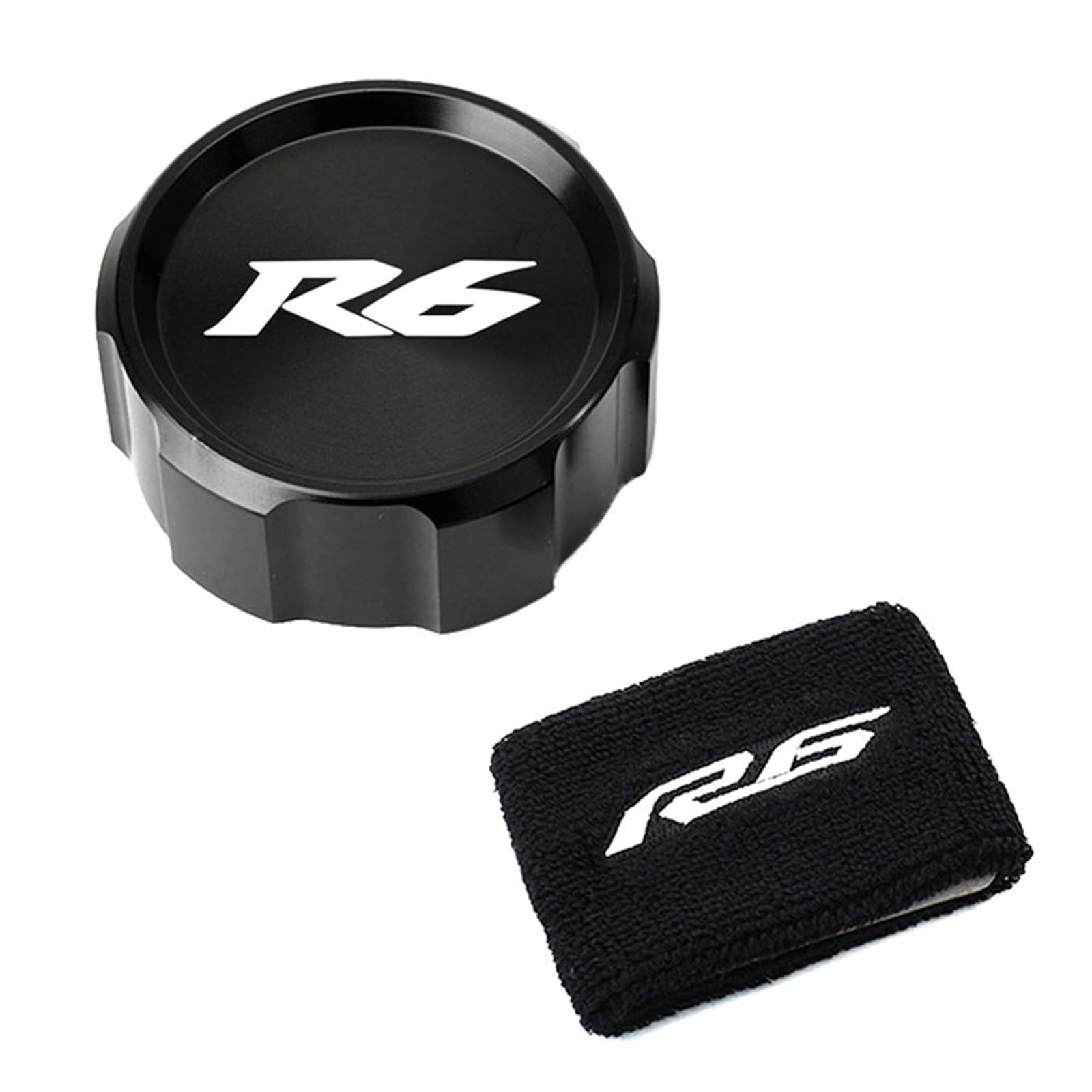 CFDZYXGSOZ Motorrad-Frontflüssigkeitsölbremsbehälterdeckel-Abdeckungssocken Kompatibel mit YZFR6 YZF R6 R6S 1999-2021 2005 2007 2010(Oil Cap Black) von CFDZYXGSOZ