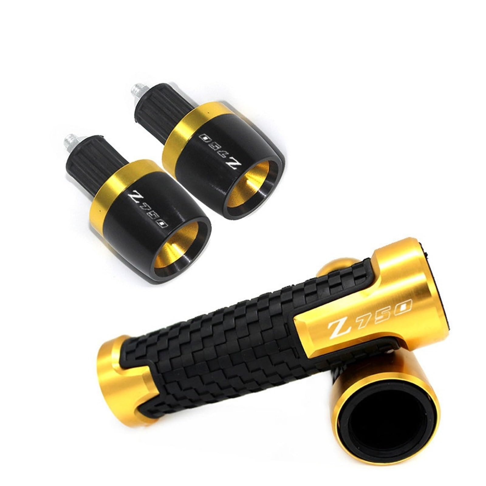 CFDZYXGSOZ Z 750 Griff Motorrad 7/8”22mm Handgriffe Lenkergriffe Griff Endstopfen Kompatibel mit Z750 2007 2008 2009 2010 2011 2012 Z750(Gold-A) von CFDZYXGSOZ