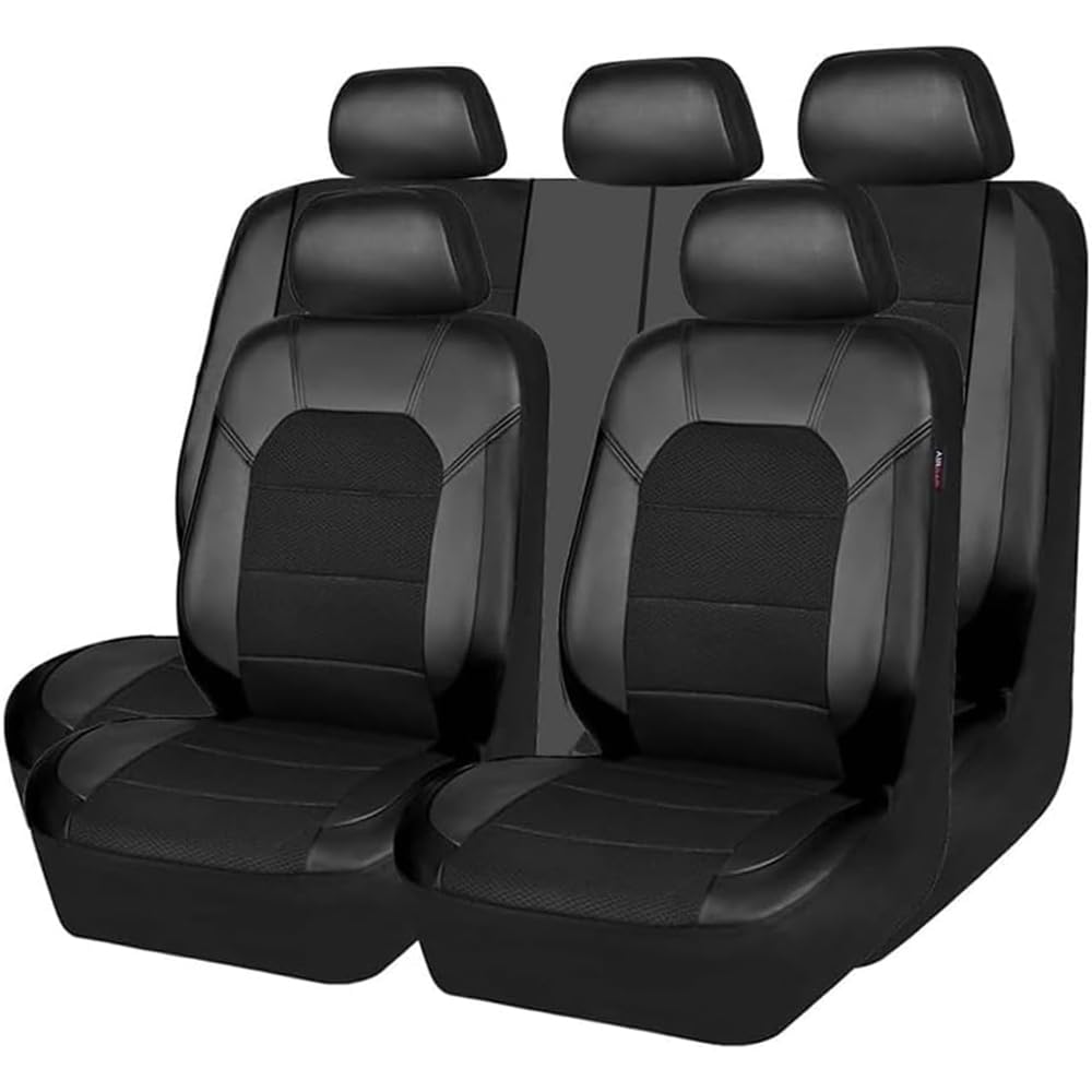 CFIZZ 9er Pack Leder Autositzbezüge,für Mitsubishi ASX 2010 2011 2012 2013 2014 2015 2016-2023,Wasserdicht Vordersitz,Rücksitz,mit Airbag, Auto-Innenraum-Set.,A von CFIZZ