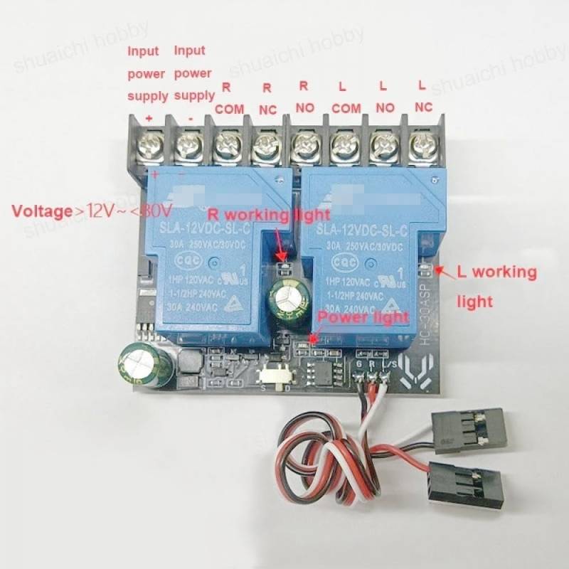 Fernbedienung Dual-Wege-Relaismodul Kompatibel mit RC Flugzeuge PWM Schalter DIY Modell Universal Licht Controller 12V bis 80V Kompatibilität von CFMIAWIC